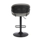 HomeRoots Adjustable Grey Faux Leather Black Wood and Metal Bar Stool