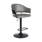 HomeRoots Adjustable Grey Faux Leather Black Wood and Metal Bar Stool