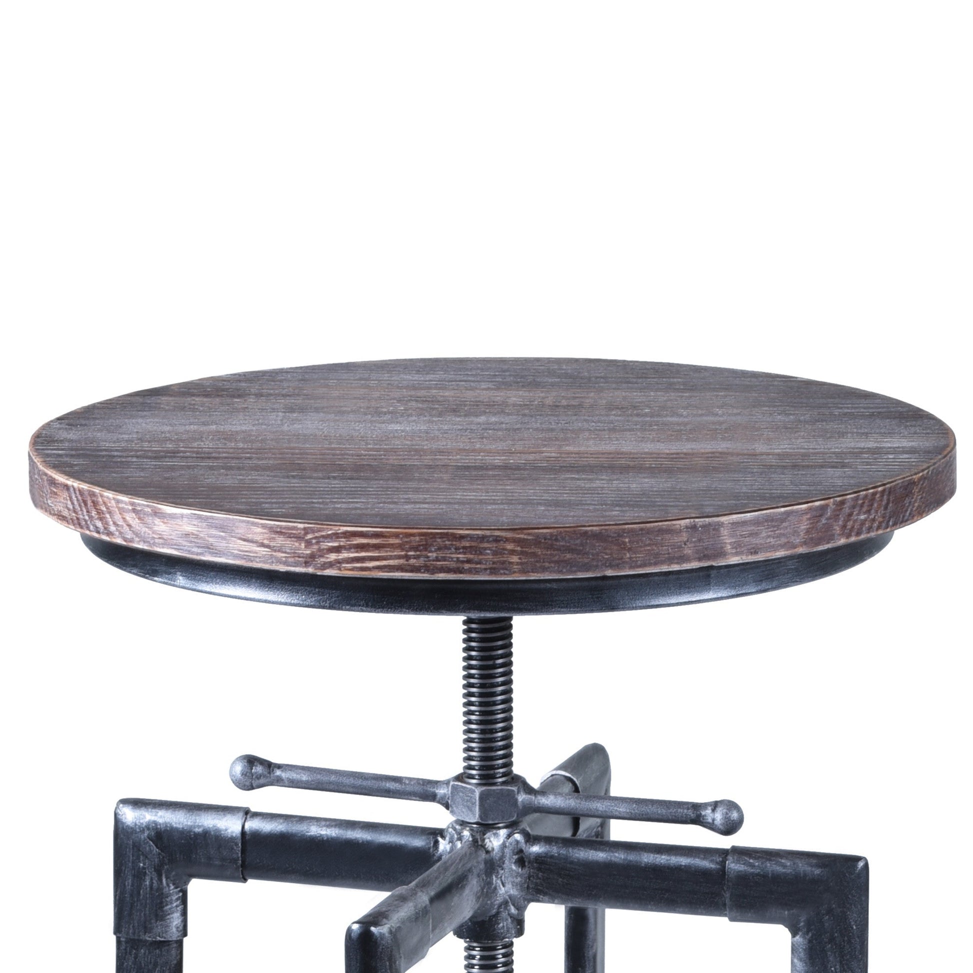 HomeRoots Adjustable Industrial Pine Wood Swivel Bar Stool