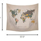 HomeRoots Adventure Awaits World Map Wall Hanging Tapestry