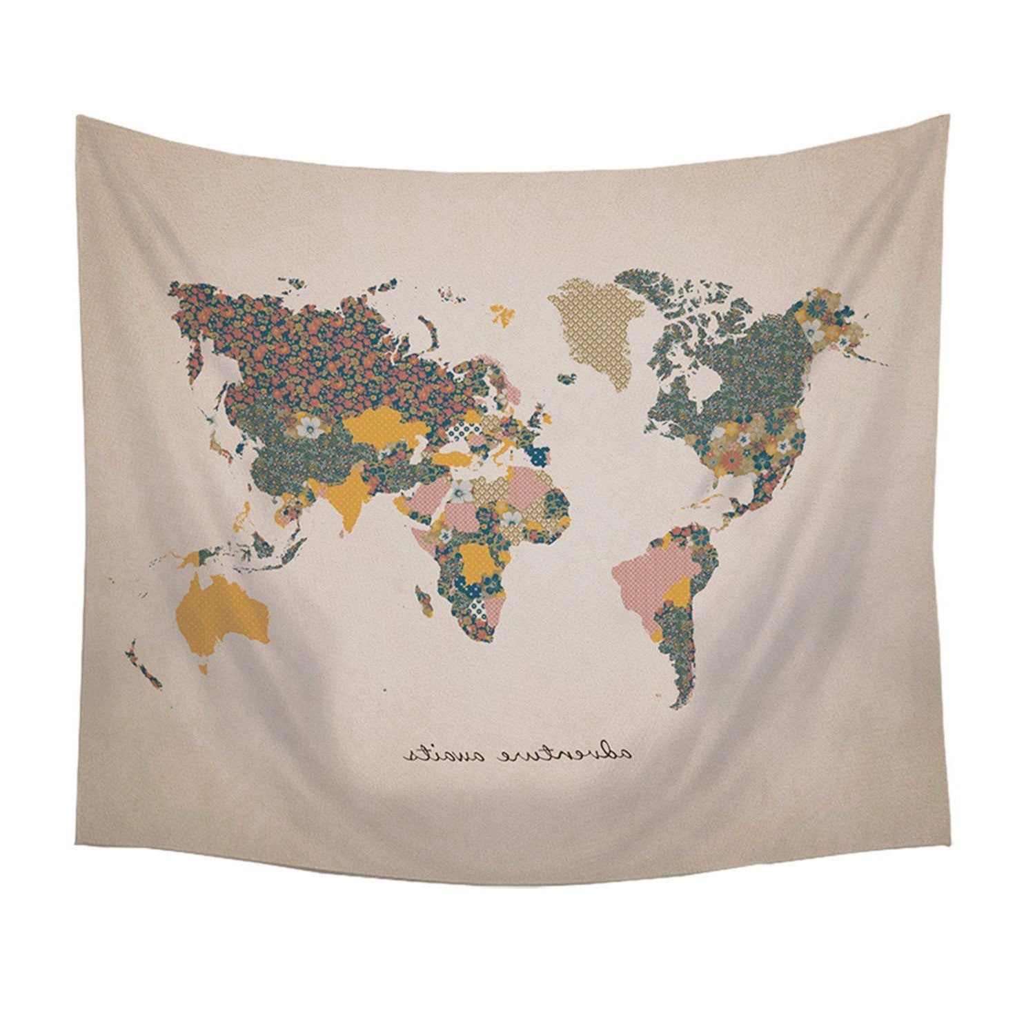 HomeRoots Adventure Awaits World Map Wall Hanging Tapestry