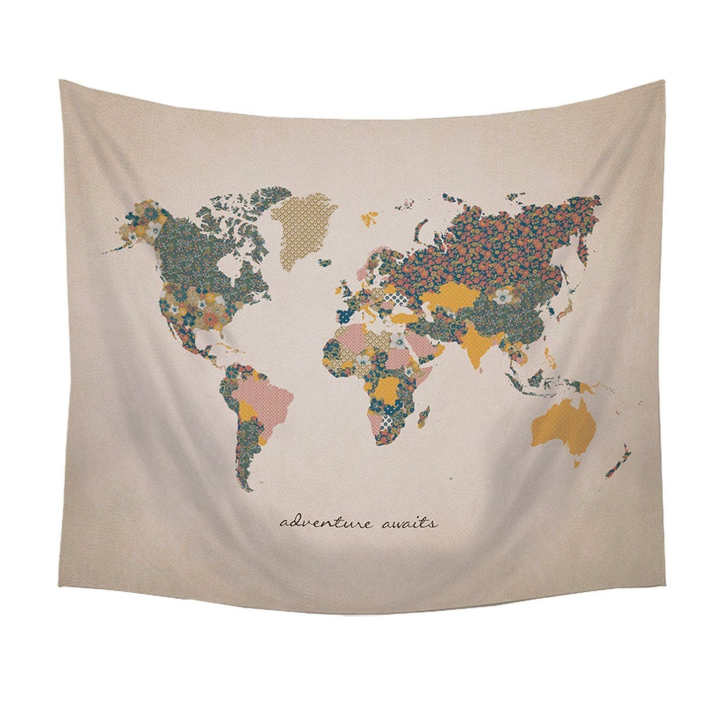 HomeRoots Adventure Awaits World Map Wall Hanging Tapestry
