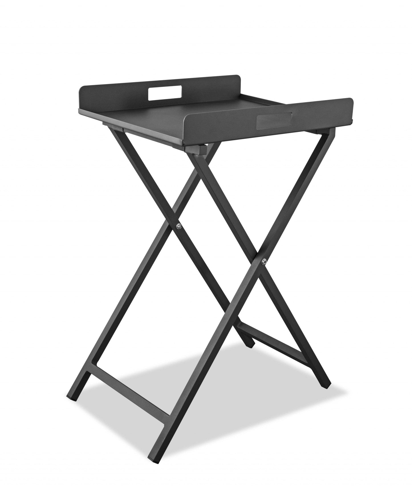 HomeRoots Aluminum Indoor Outdoor Tray Table in Gray Finish