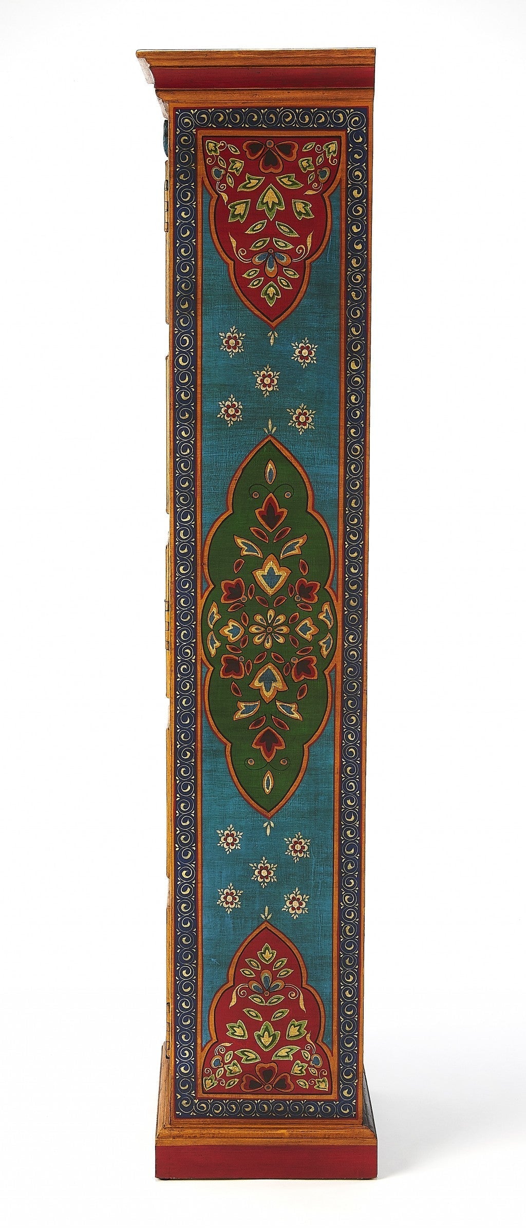 HomeRoots Amir Hand Painted Tall Cabinet in Brown Finish