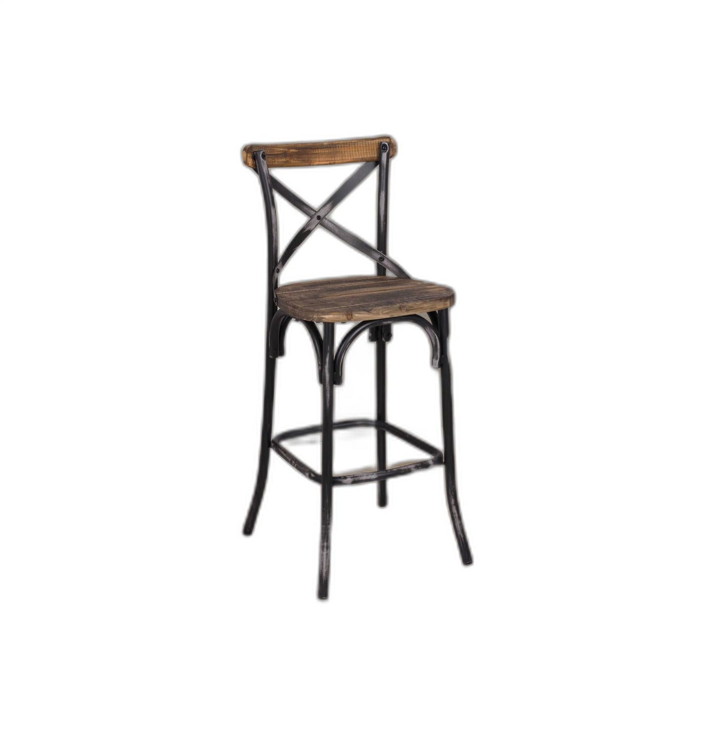 HomeRoots Antique Black Reclaimed Wooden Bar Chair