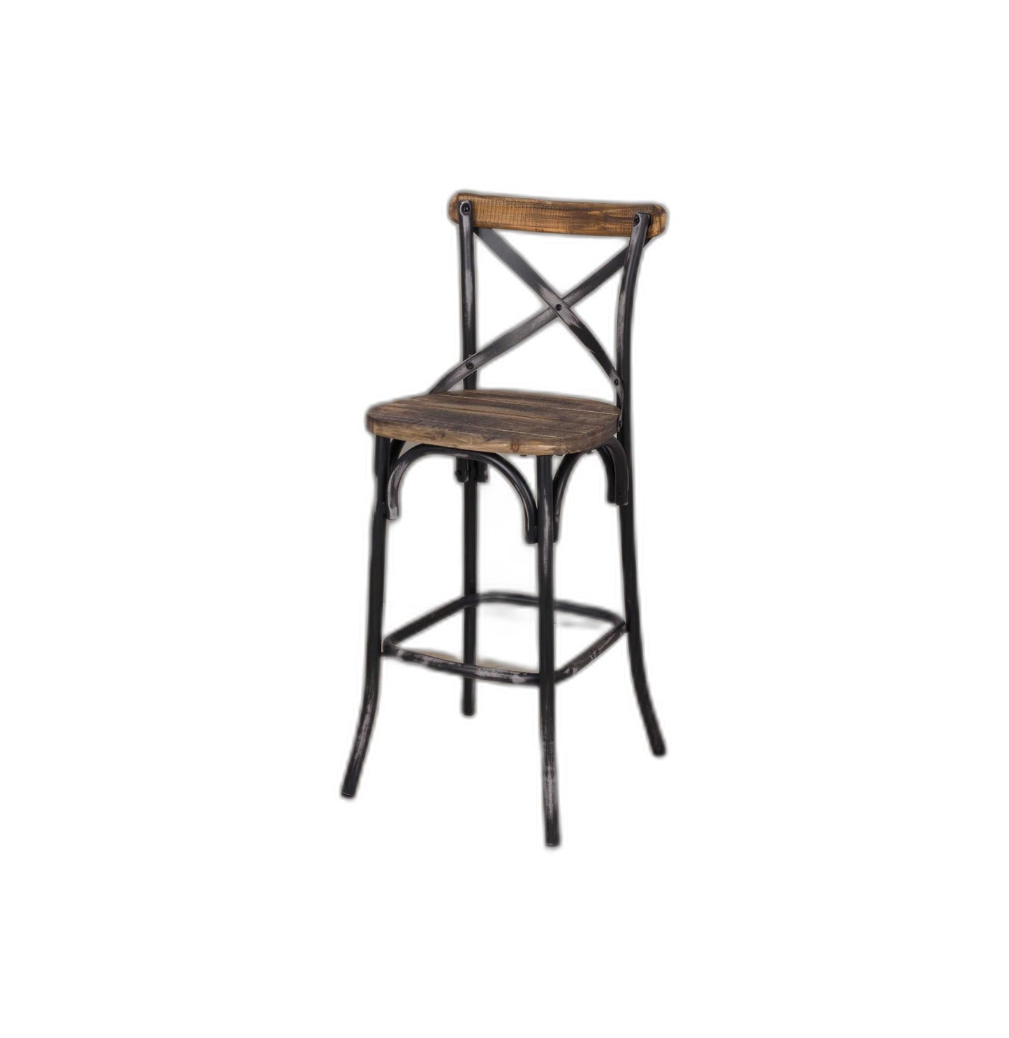 HomeRoots Antique Black Reclaimed Wooden Bar Chair