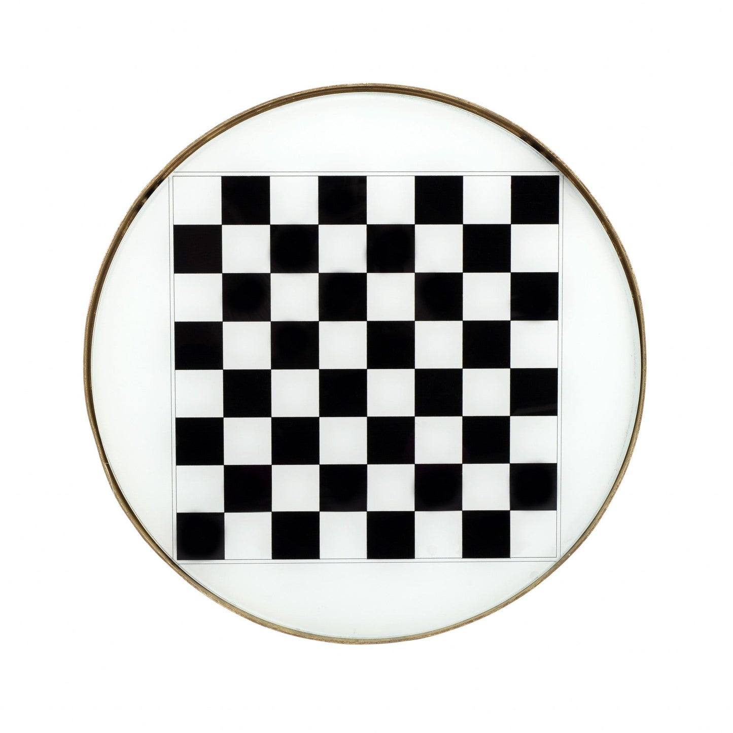 HomeRoots Antique Black and White Game Table With Gold Frame Finish