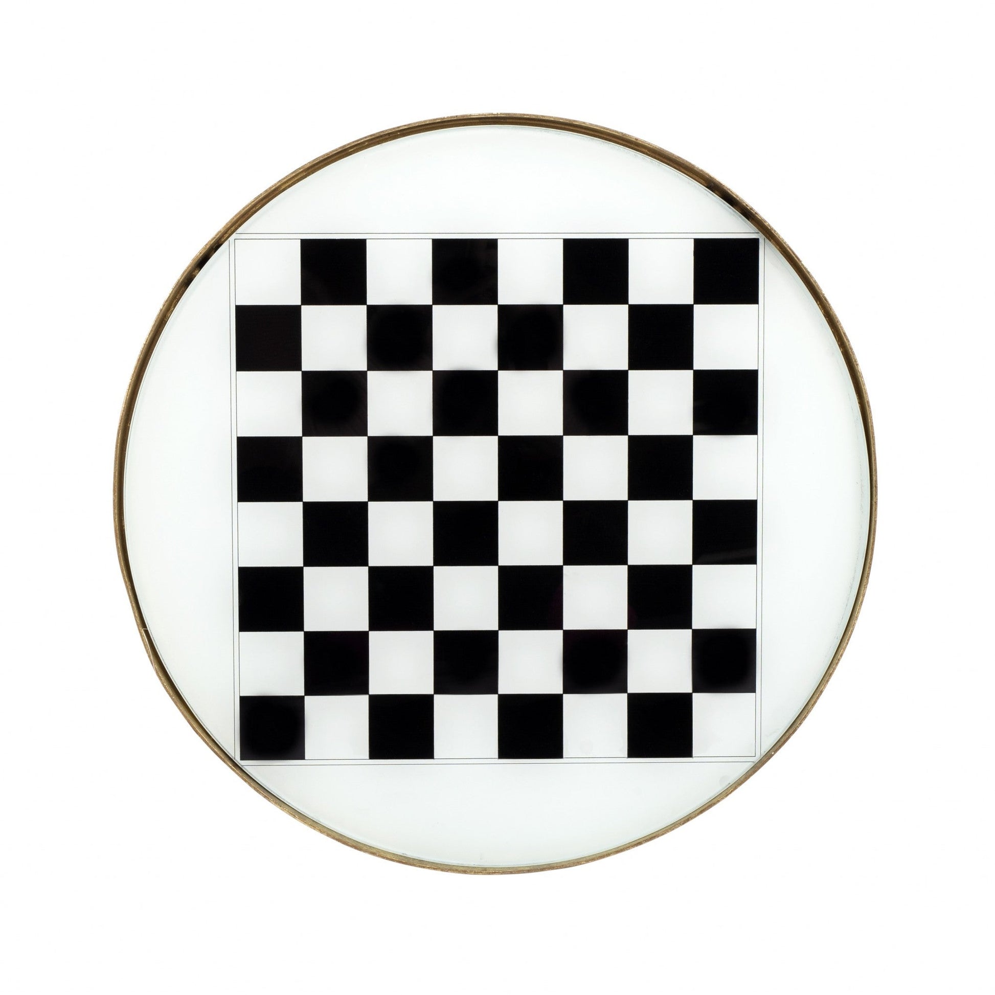 HomeRoots Antique Black and White Game Table With Gold Frame Finish