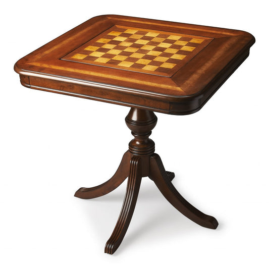 HomeRoots Antique Game Table in Cherry Brown Finish