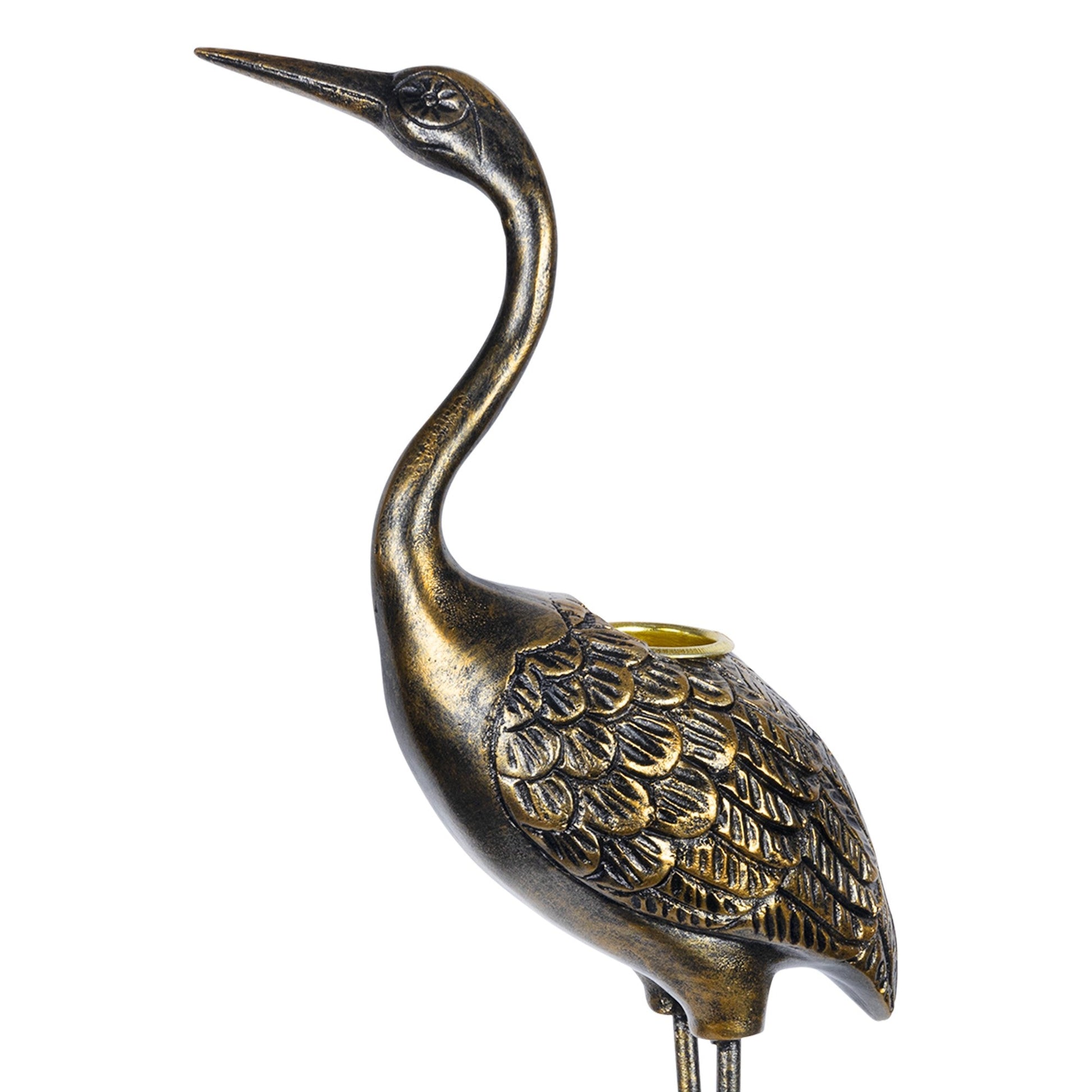 HomeRoots Antique Gold Heron Statue