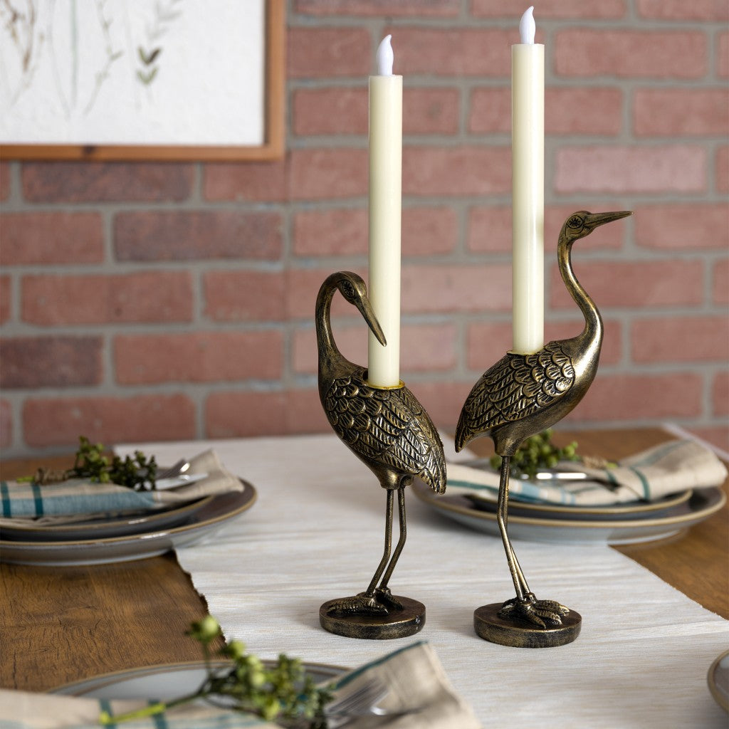 HomeRoots Antique Gold Heron Statue