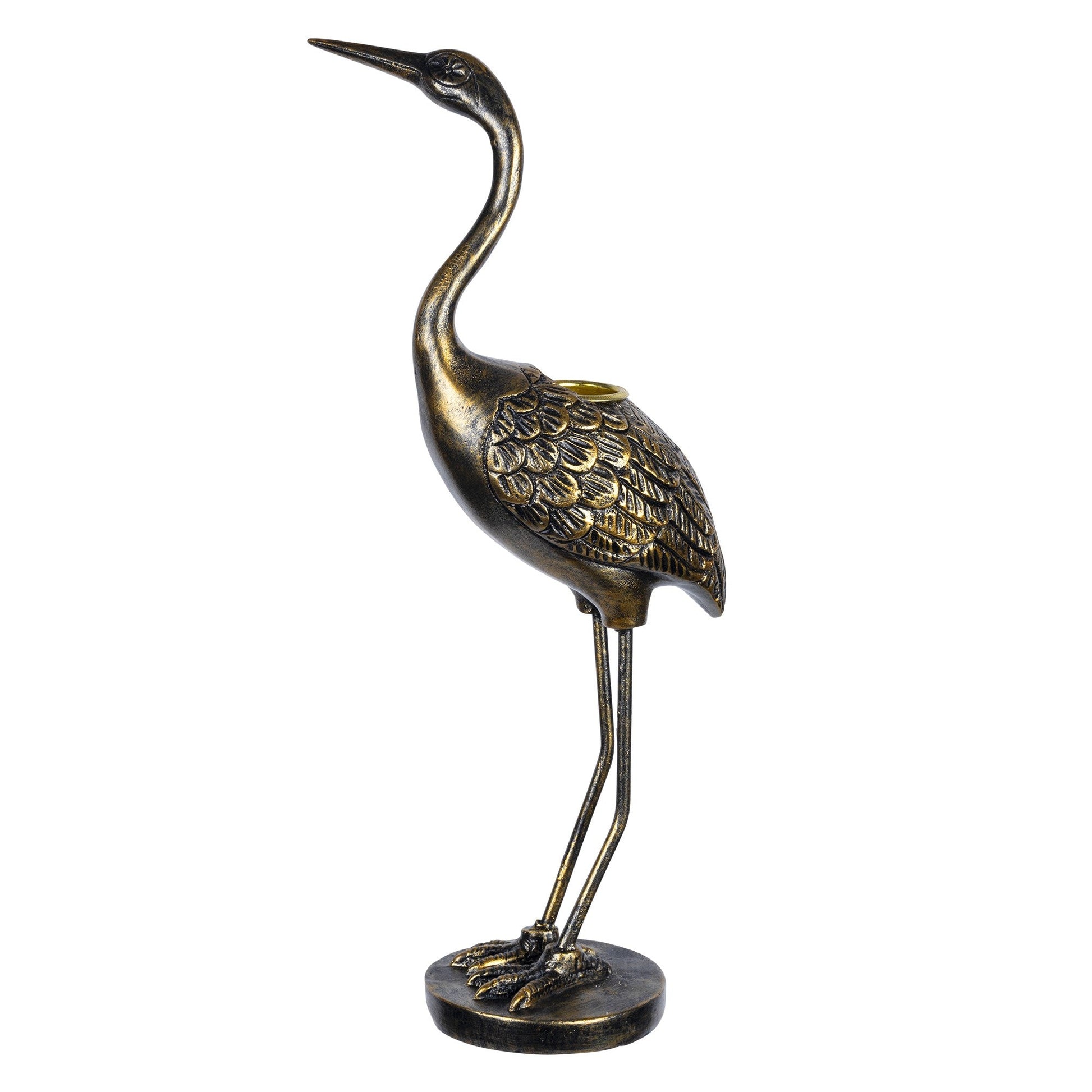 HomeRoots Antique Gold Heron Statue