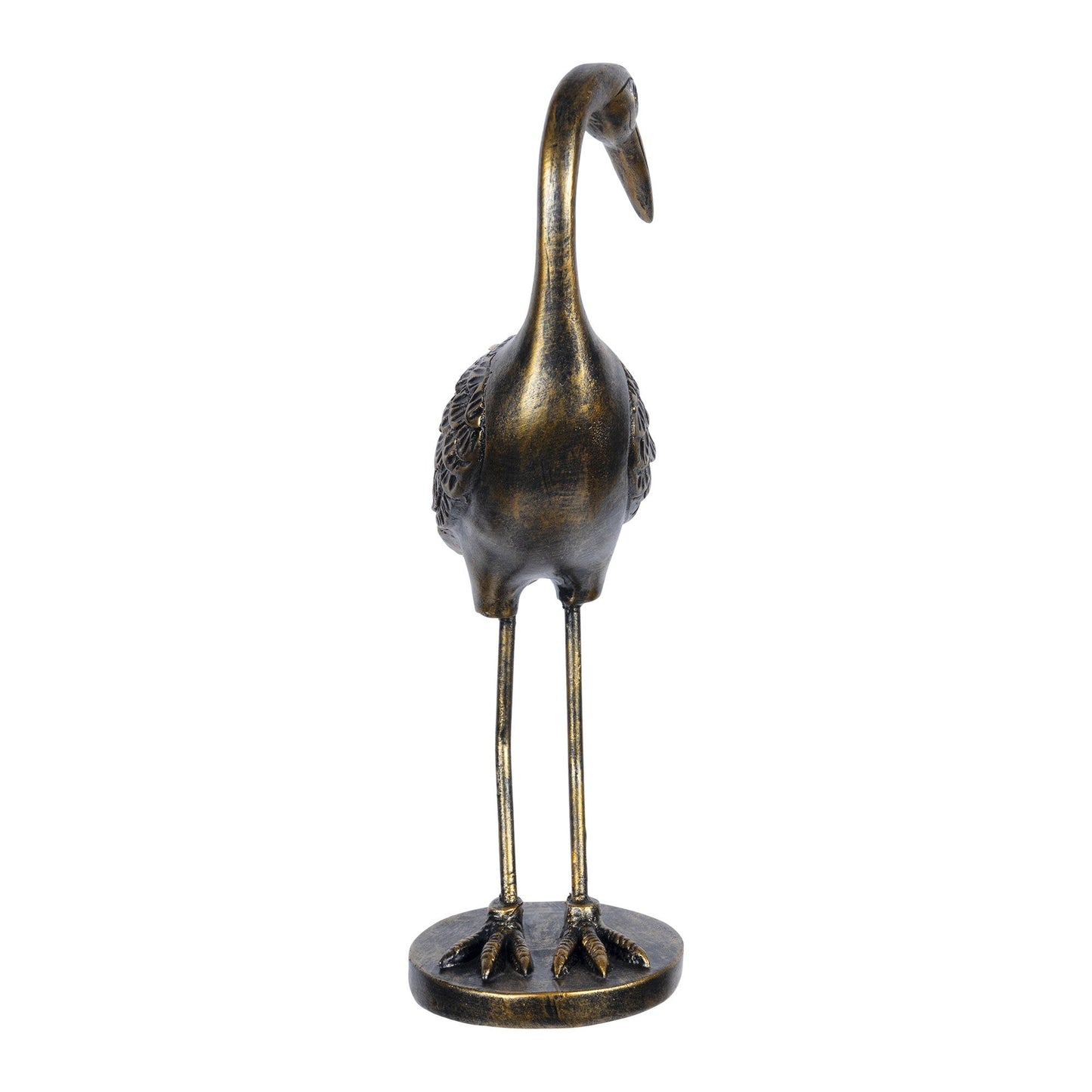 HomeRoots Antique Gold Heron Turning Statue