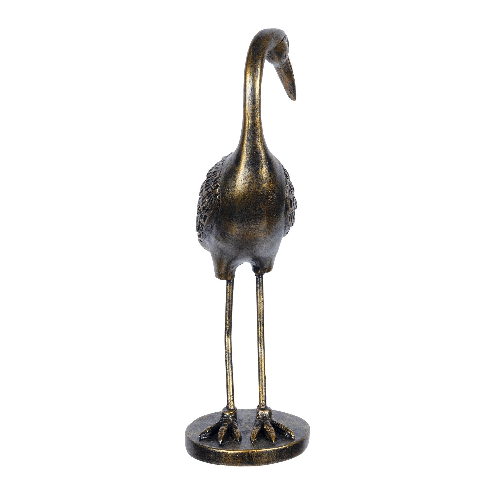 HomeRoots Antique Gold Heron Turning Statue