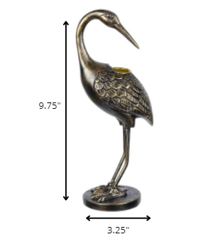 HomeRoots Antique Gold Heron Turning Statue