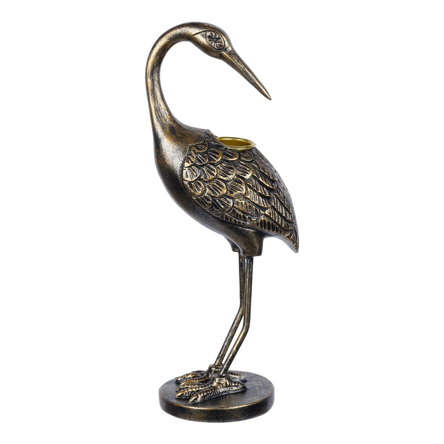 HomeRoots Antique Gold Heron Turning Statue