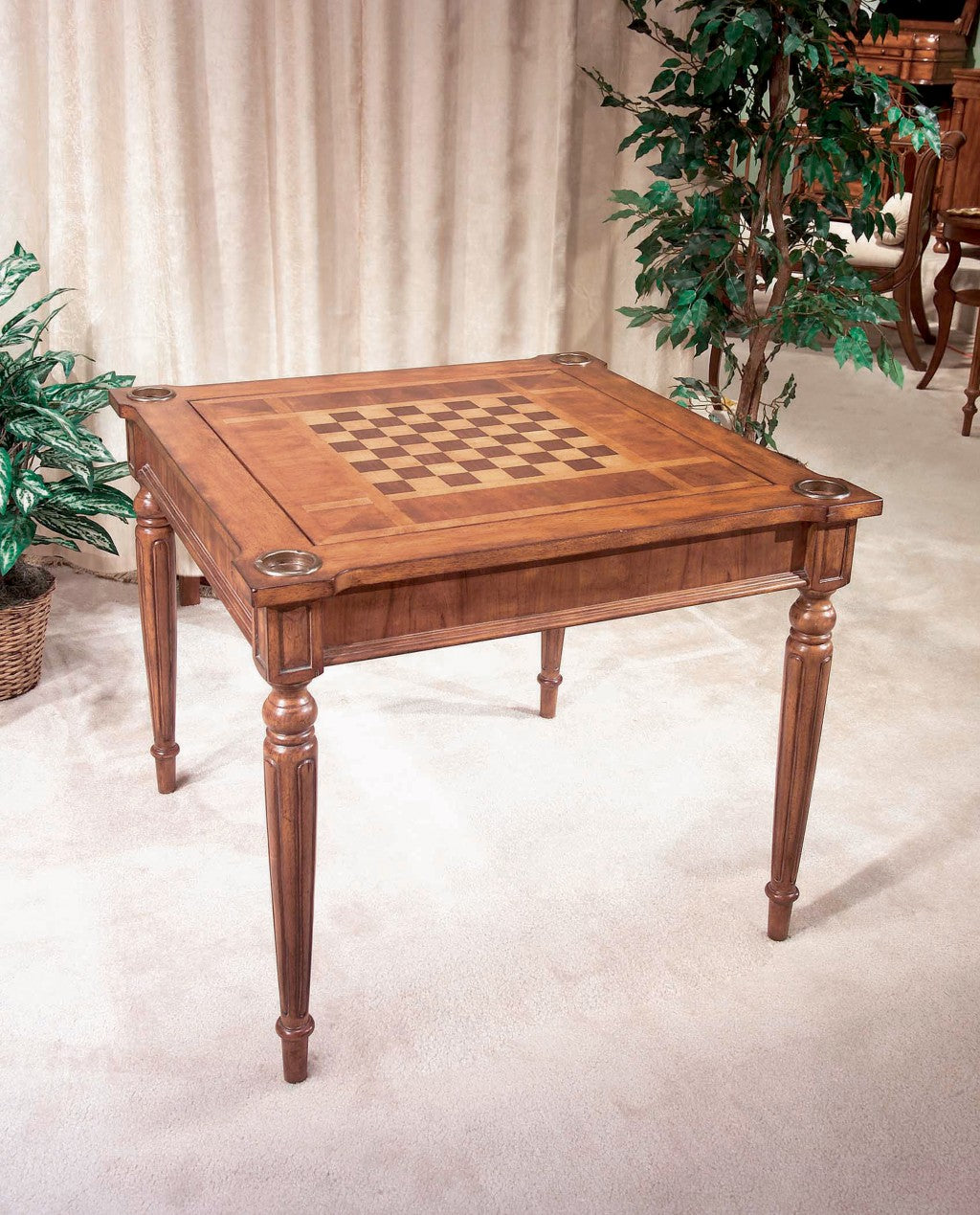 HomeRoots Antique Multi Game Table in Cherry Finish