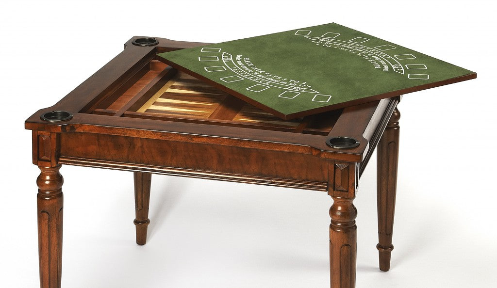 HomeRoots Antique Multi Game Table in Cherry Finish