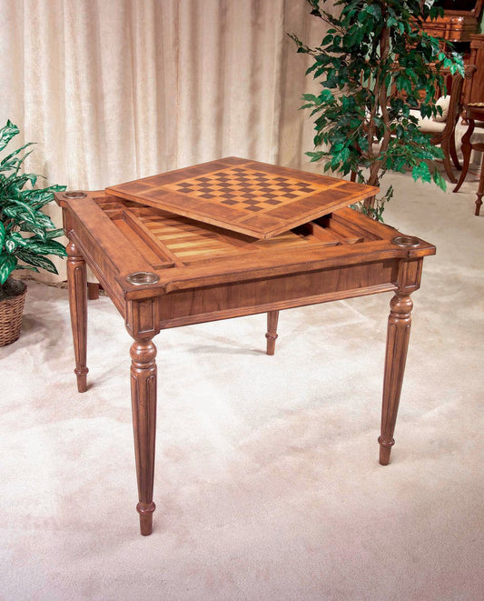 HomeRoots Antique Multi Game Table in Cherry Finish