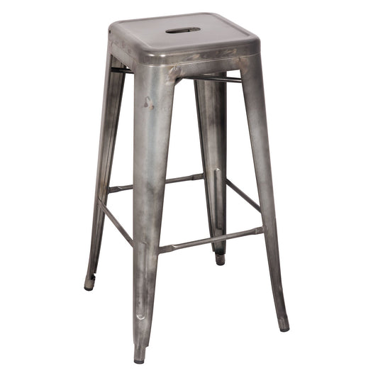 HomeRoots Antique Silver Steel Bar Stool In Set Of Two