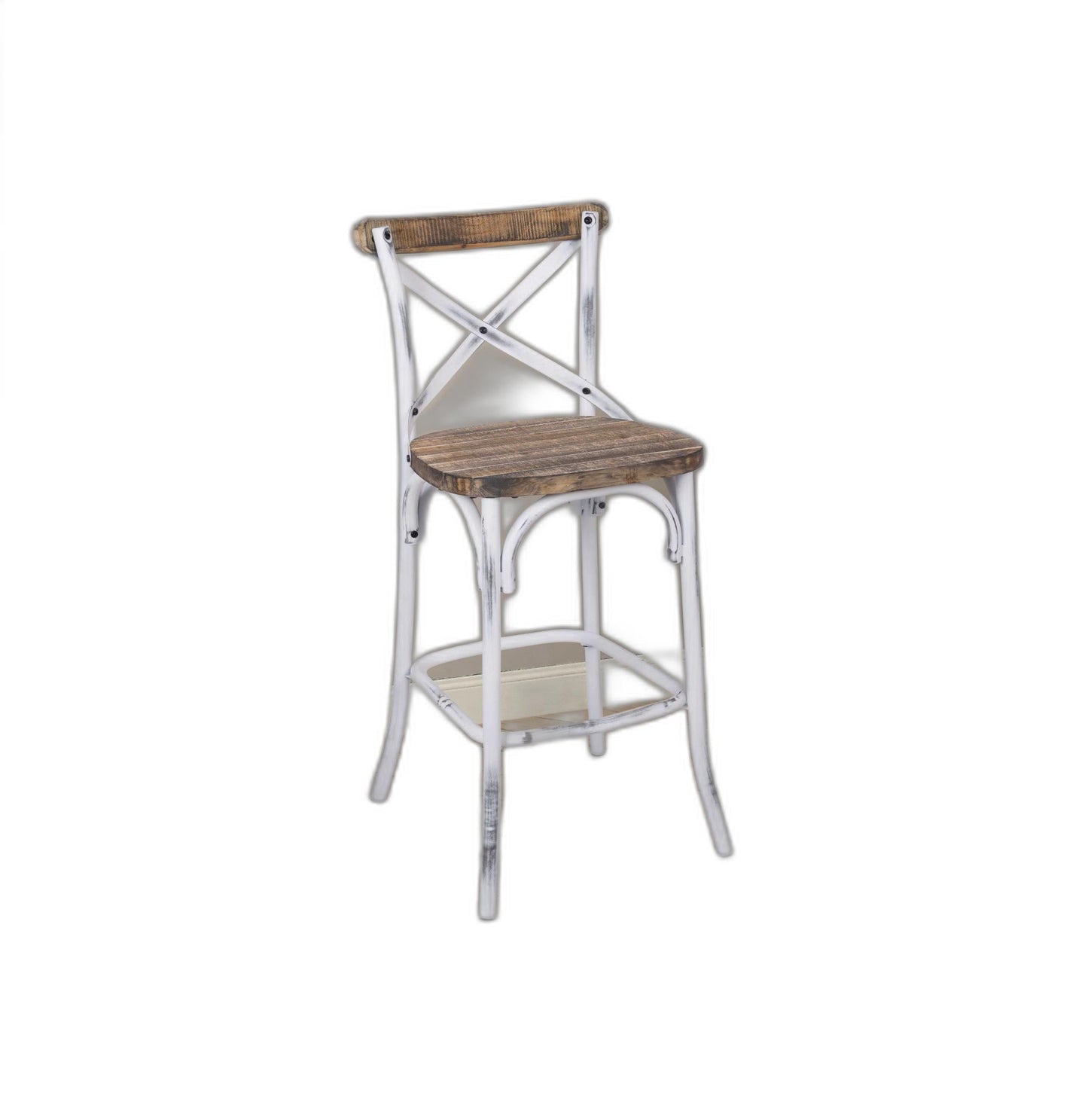 HomeRoots Antique White Wooden Bar Chair
