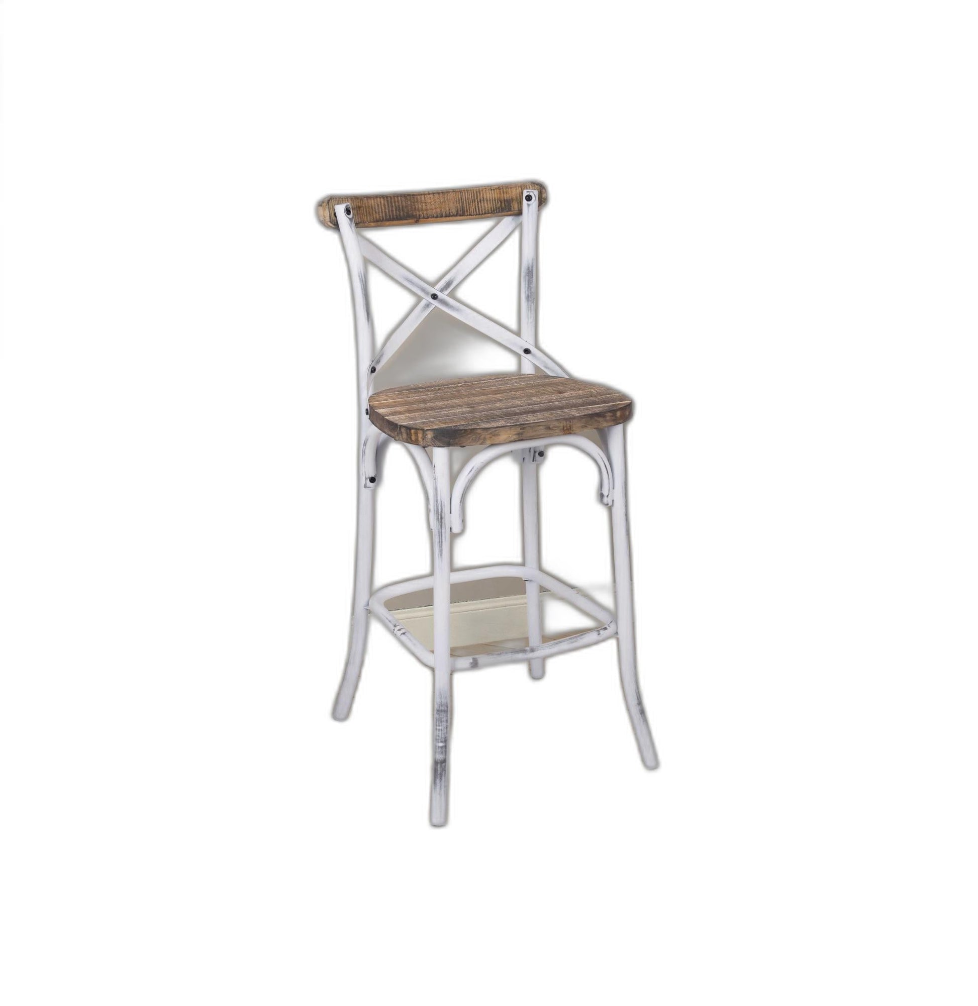 HomeRoots Antique White Wooden Bar Chair