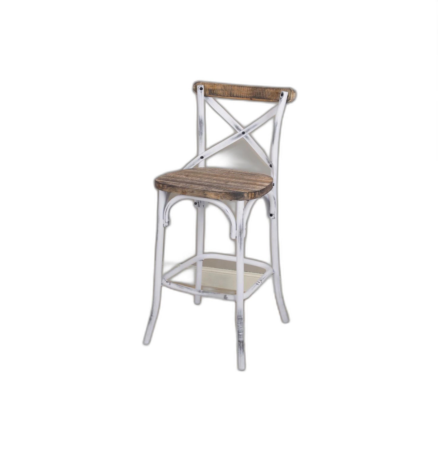 HomeRoots Antique White Wooden Bar Chair