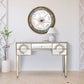 HomeRoots Antiqued Crystal Console Table With Antiqued Silver Finish