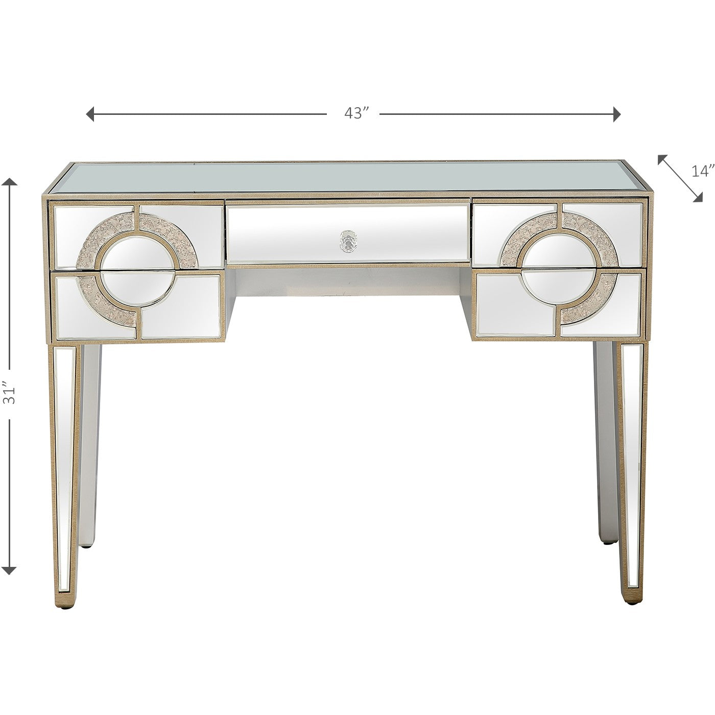 HomeRoots Antiqued Crystal Console Table With Antiqued Silver Finish