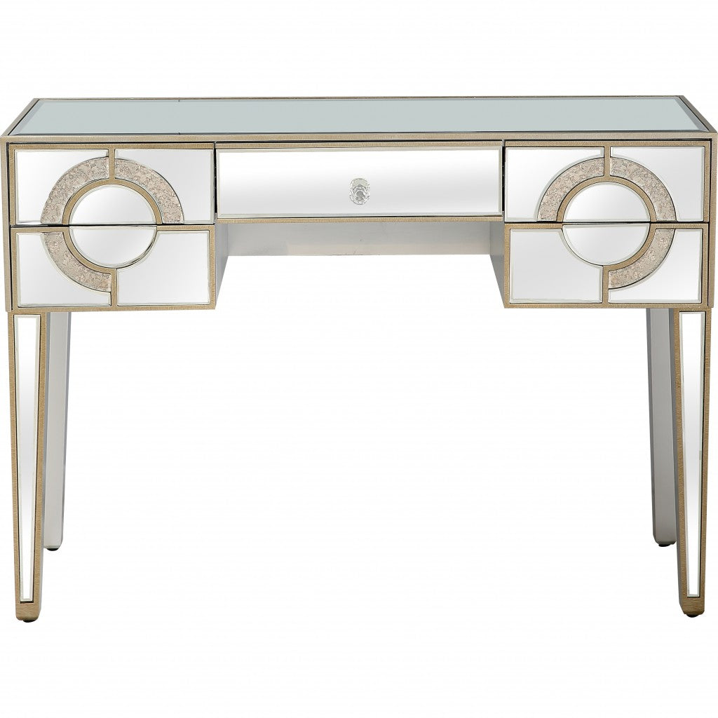 HomeRoots Antiqued Crystal Console Table With Antiqued Silver Finish