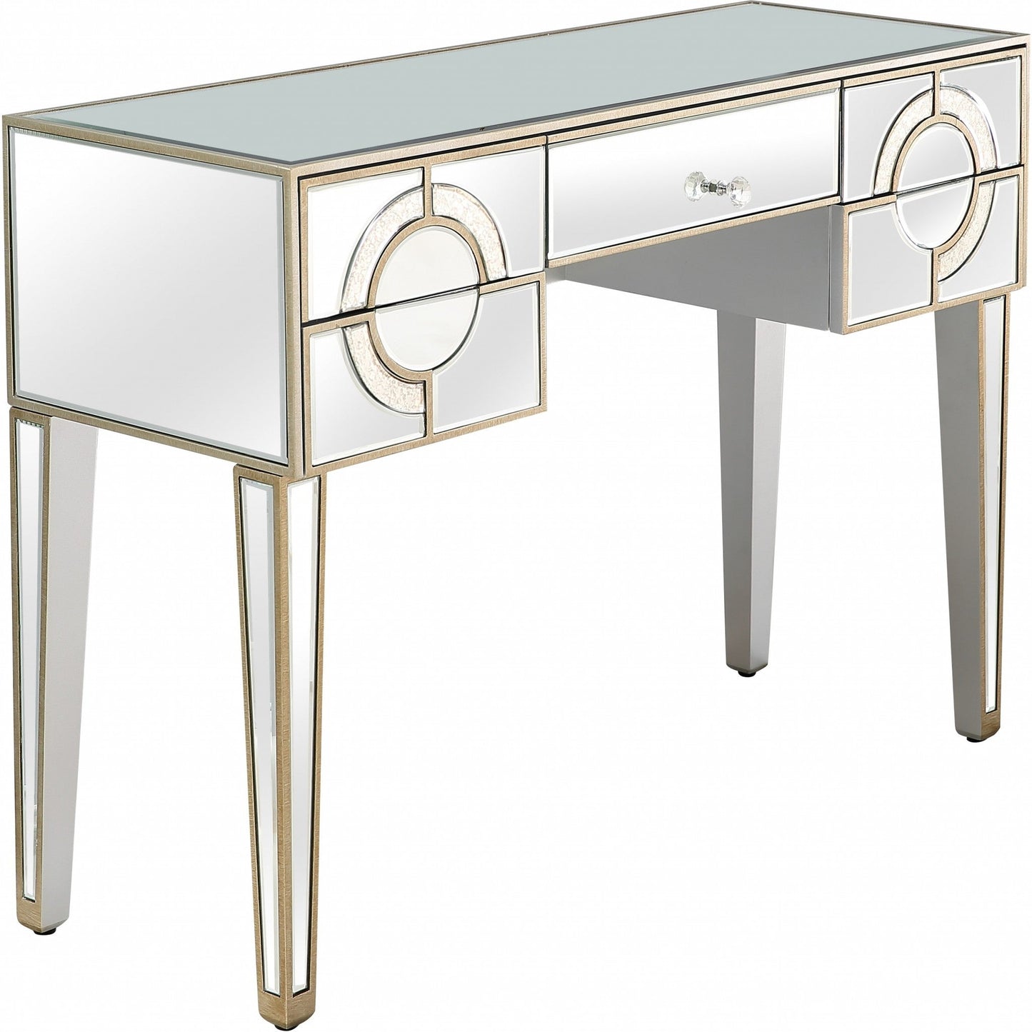 HomeRoots Antiqued Crystal Console Table With Antiqued Silver Finish