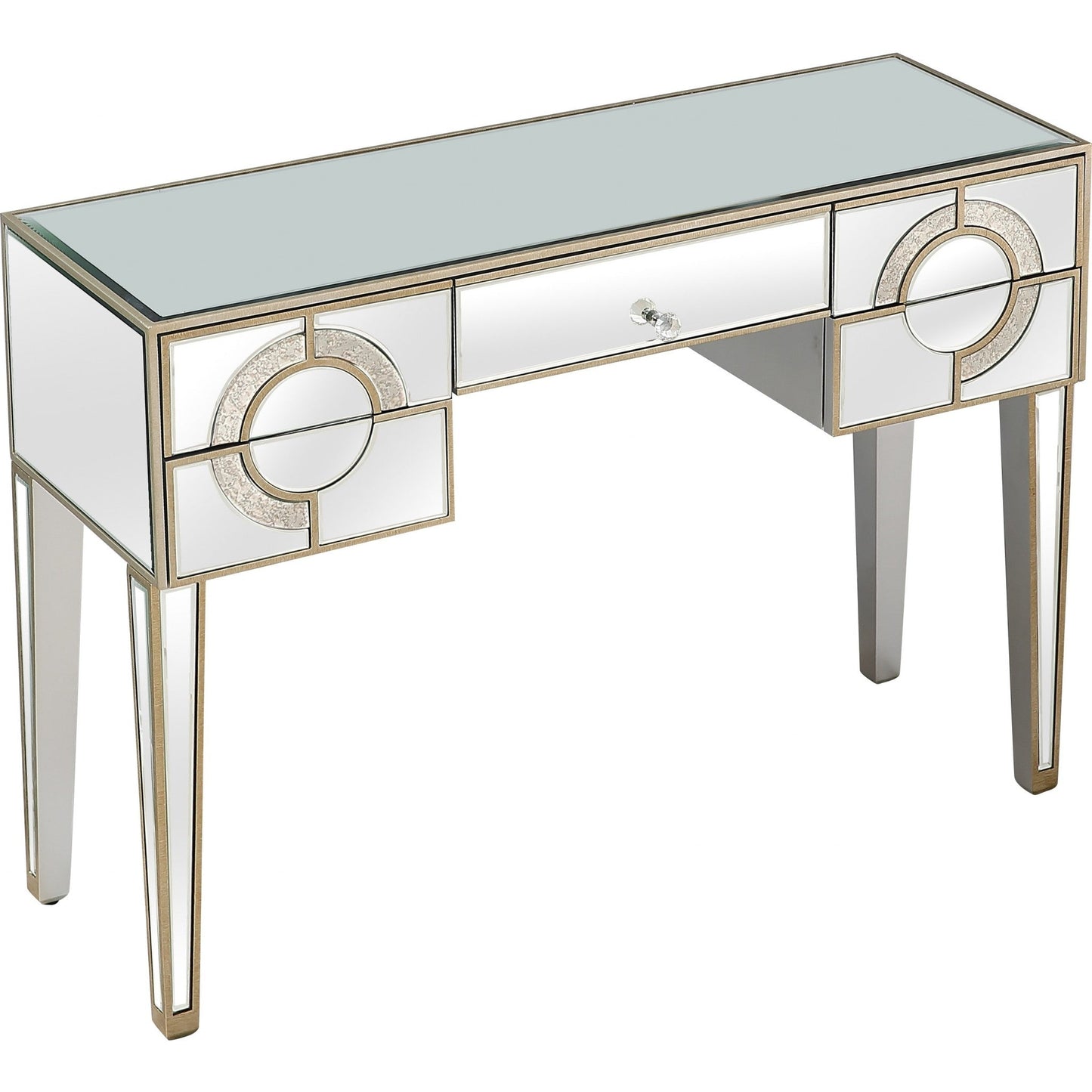 HomeRoots Antiqued Crystal Console Table With Antiqued Silver Finish