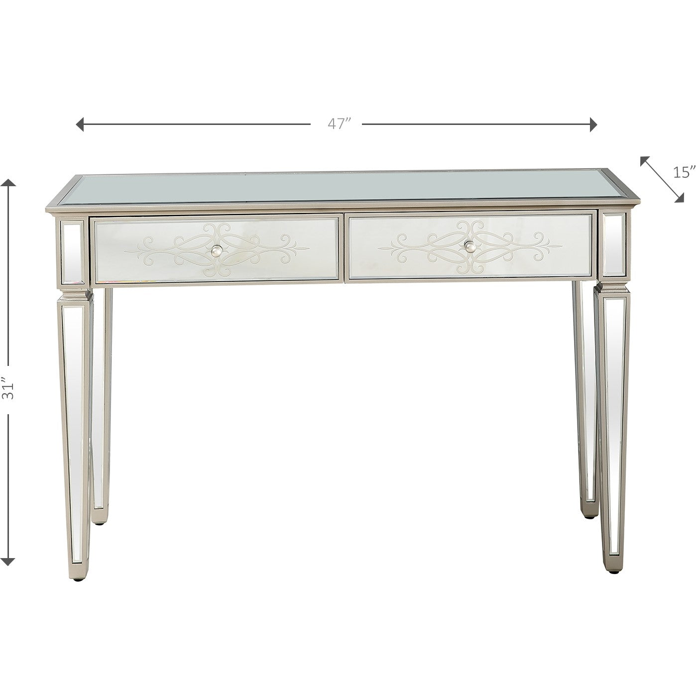 HomeRoots Antiqued Etch Console Table With Antique Silver Finish