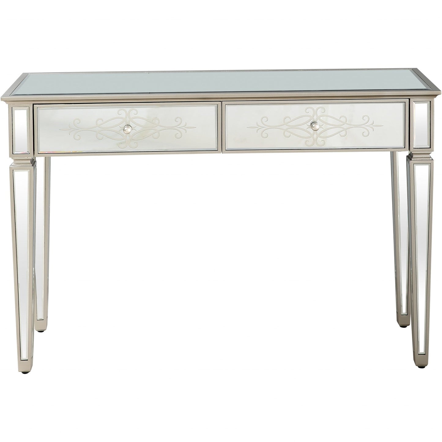 HomeRoots Antiqued Etch Console Table With Antique Silver Finish