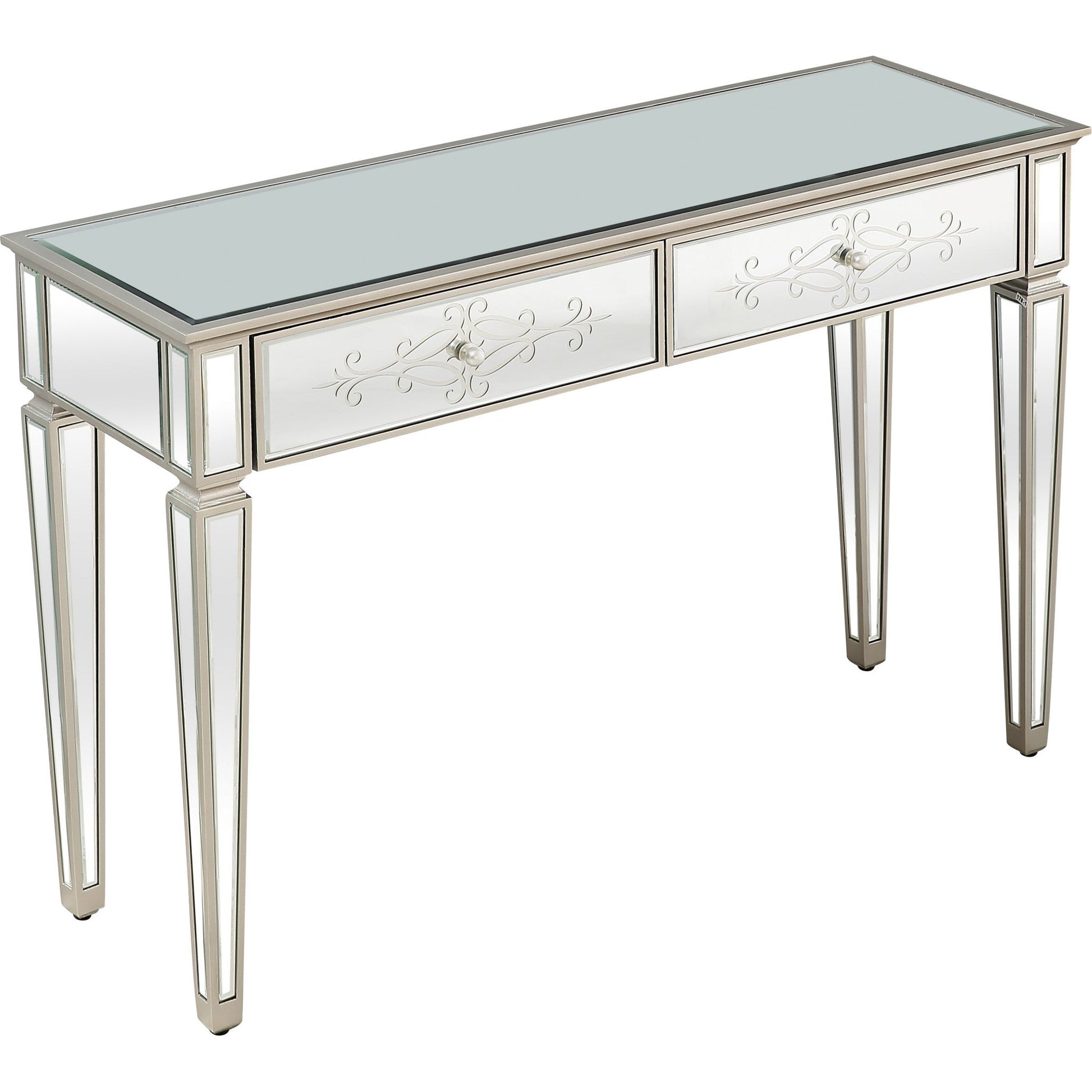 HomeRoots Antiqued Etch Console Table With Antique Silver Finish