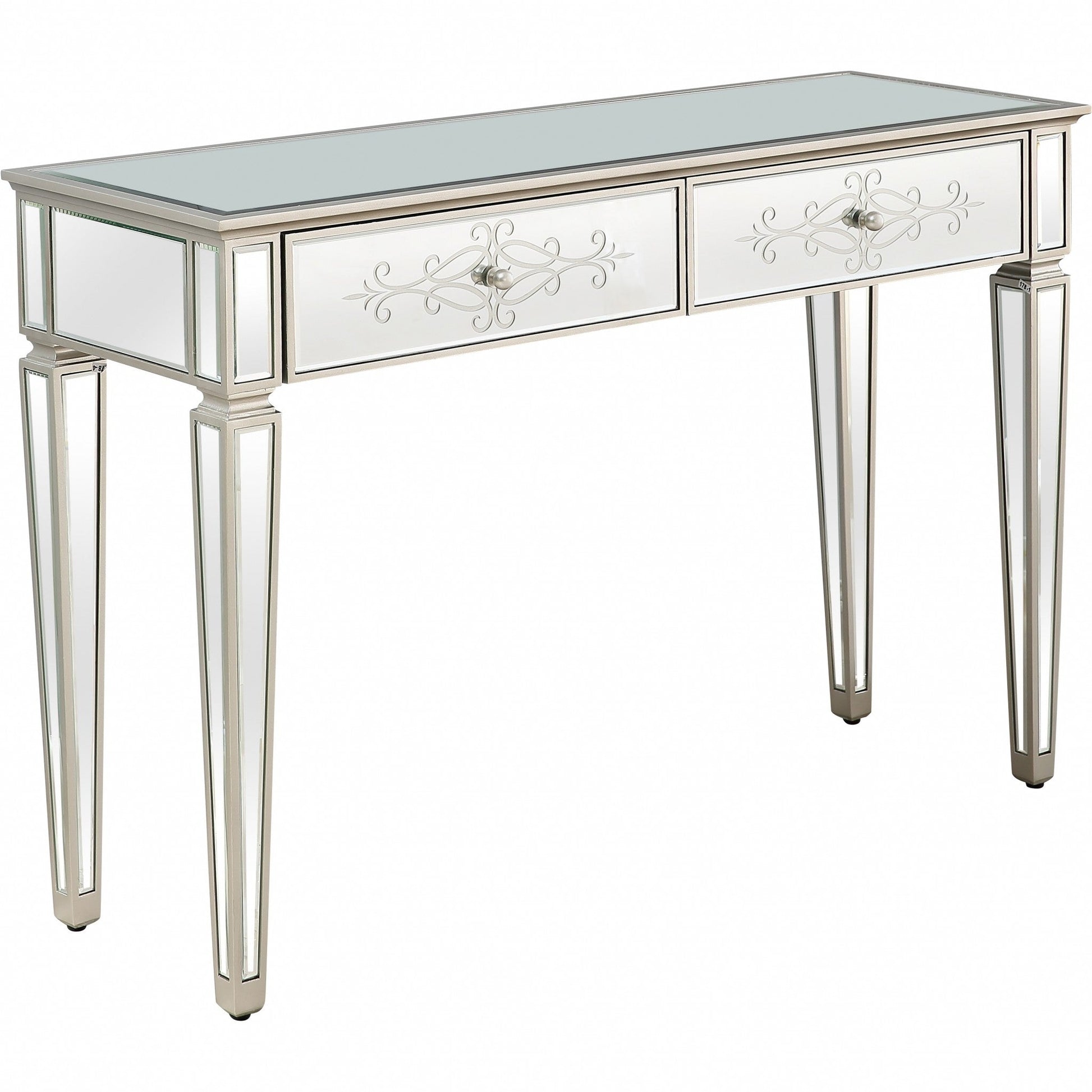 HomeRoots Antiqued Etch Console Table With Antique Silver Finish