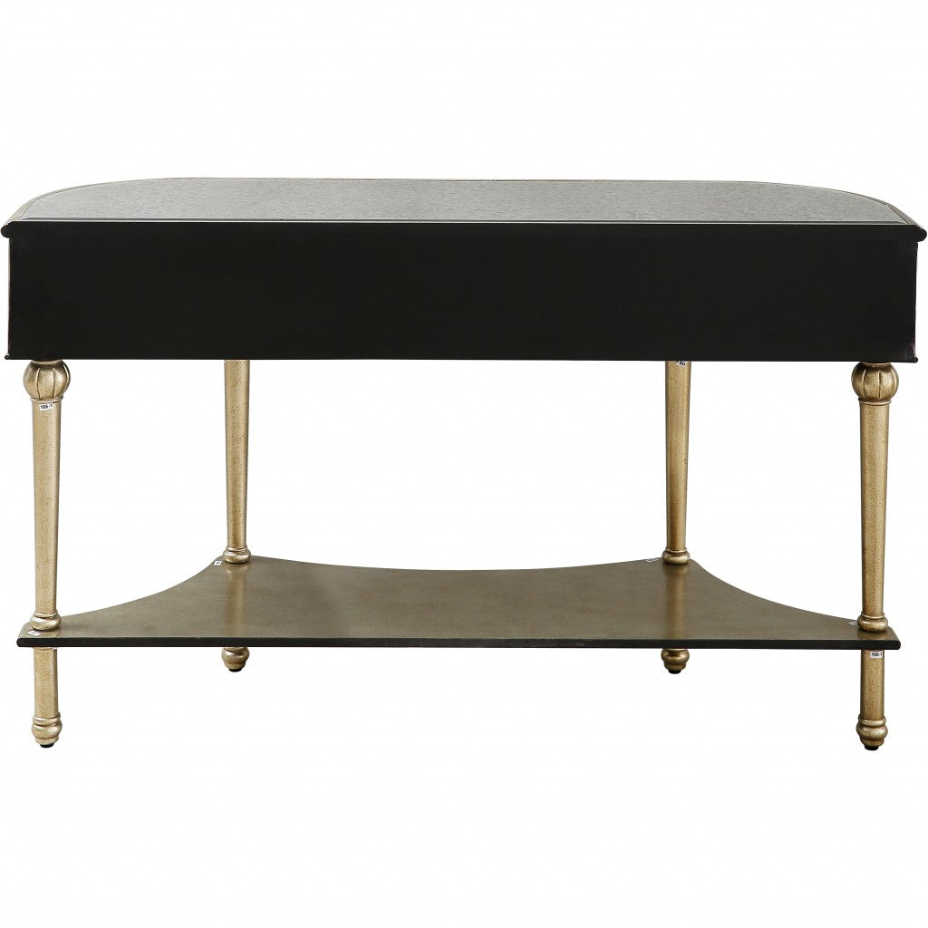 HomeRoots Antiqued Gold Demilune Console Table