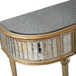 HomeRoots Antiqued Gold Demilune Console Table