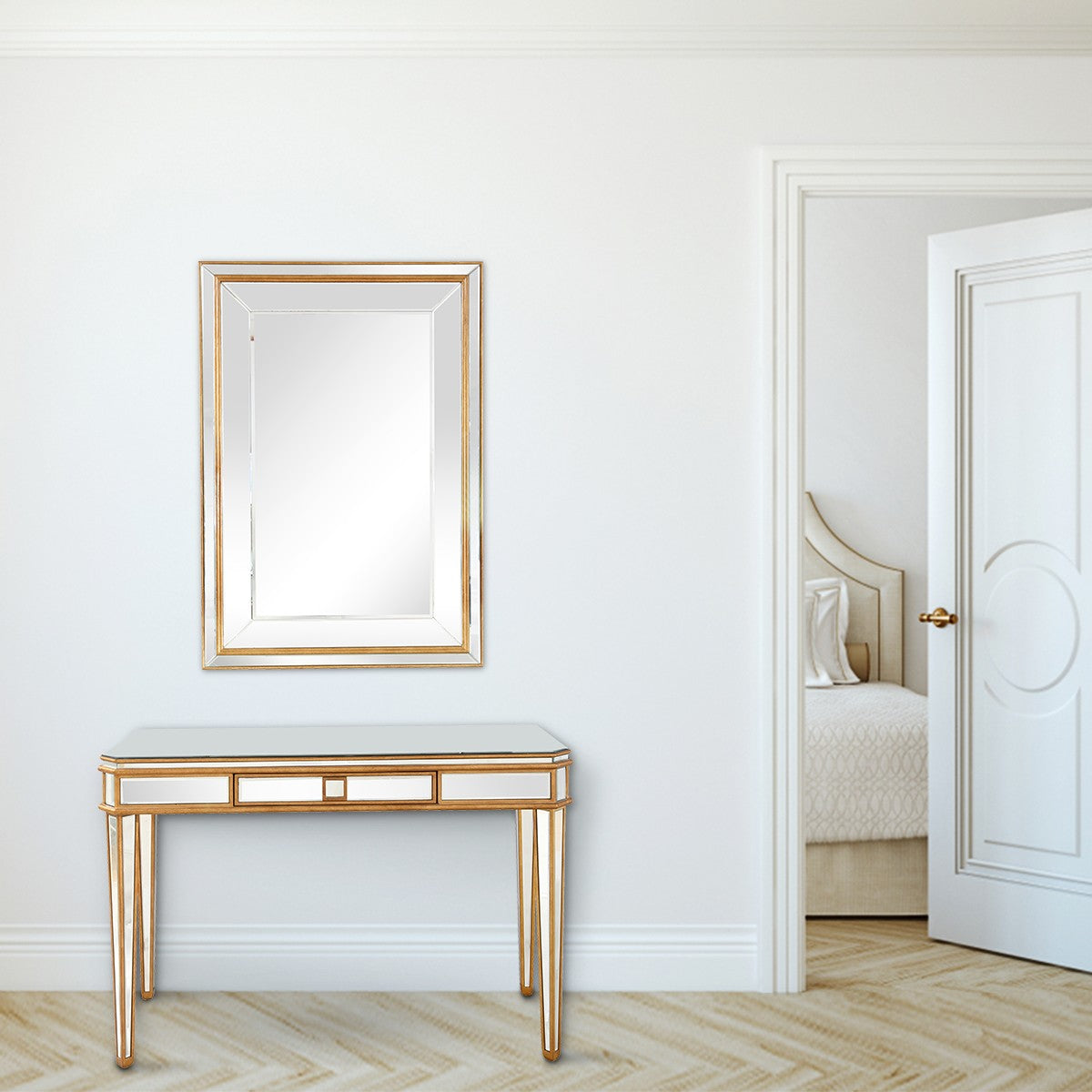 HomeRoots Antiqued Gold Finish Console Table