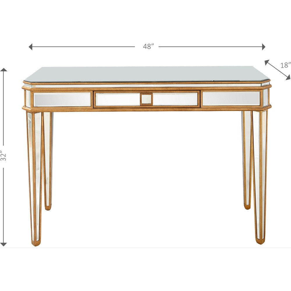 HomeRoots Antiqued Gold Finish Console Table