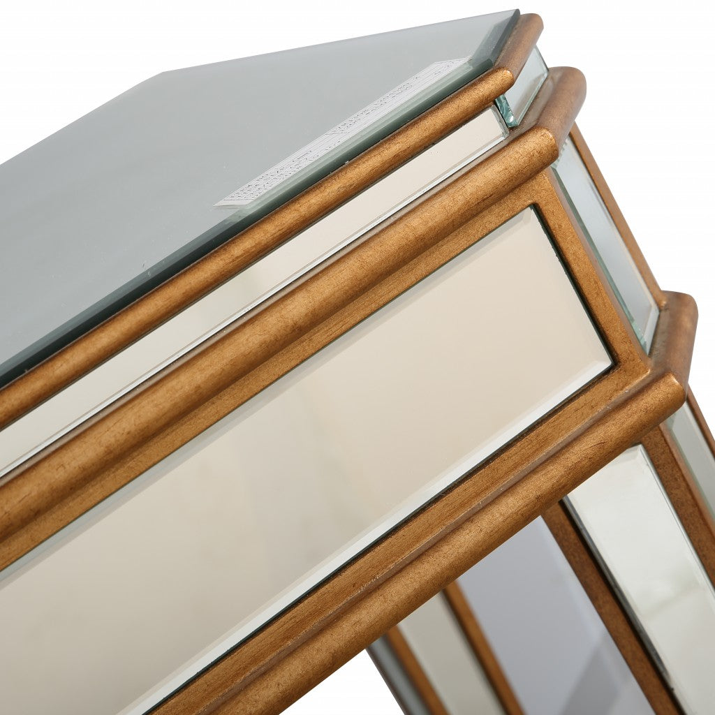 HomeRoots Antiqued Gold Finish Console Table