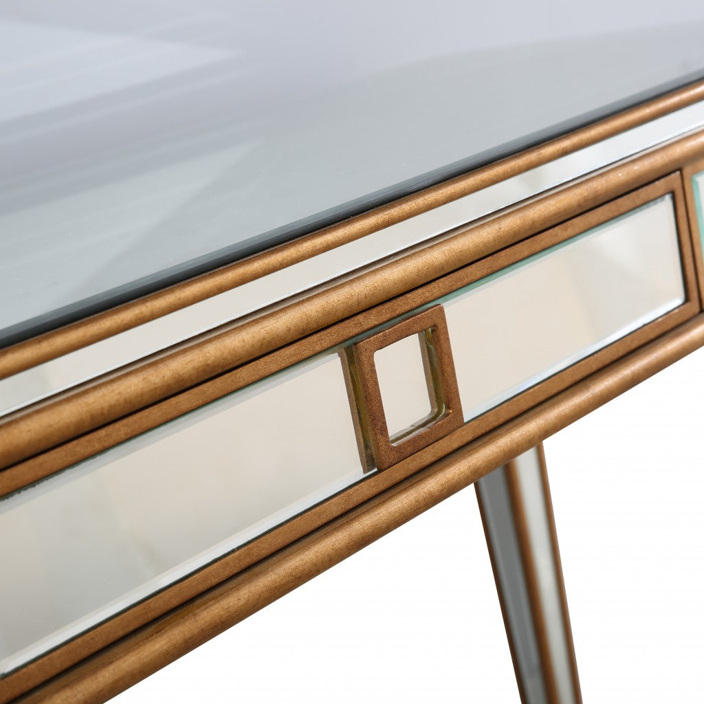 HomeRoots Antiqued Gold Finish Console Table