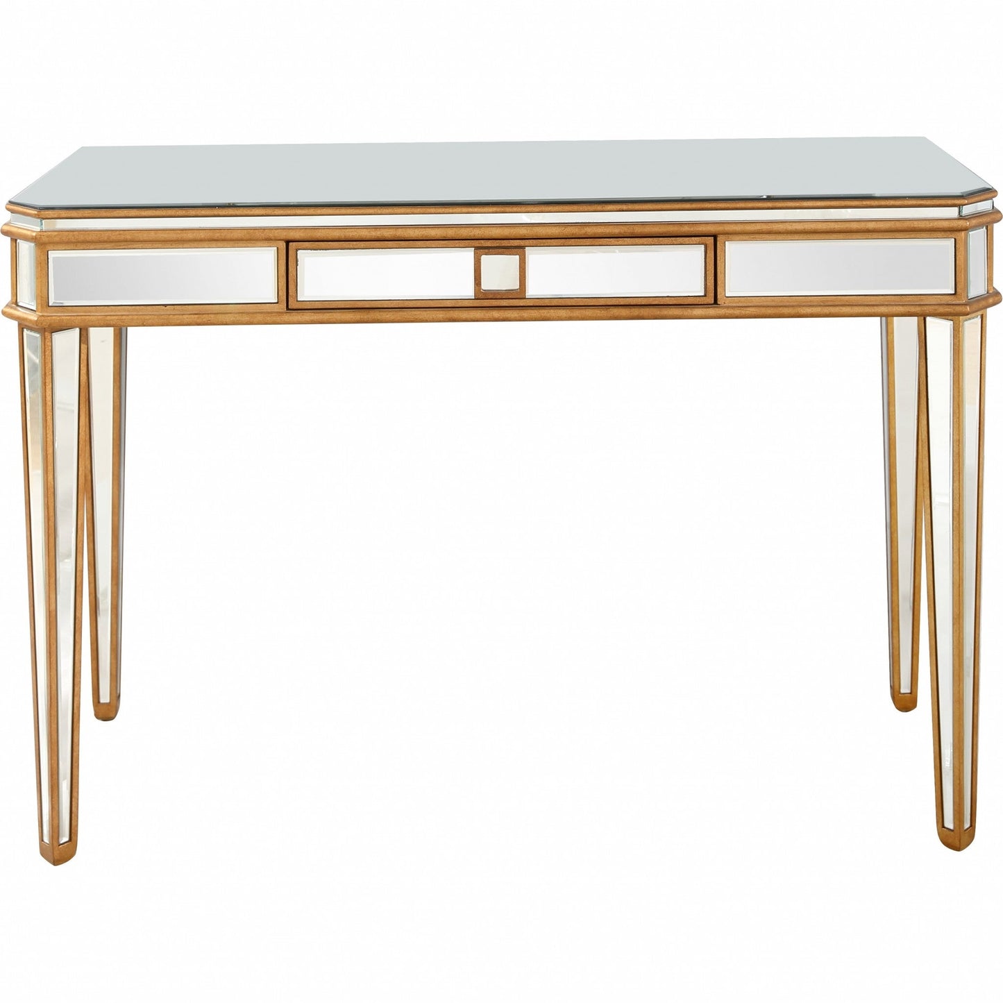 HomeRoots Antiqued Gold Finish Console Table