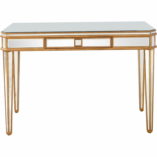 HomeRoots Antiqued Gold Finish Console Table