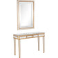 HomeRoots Antiqued Mirror and Console Table in Gold Finish