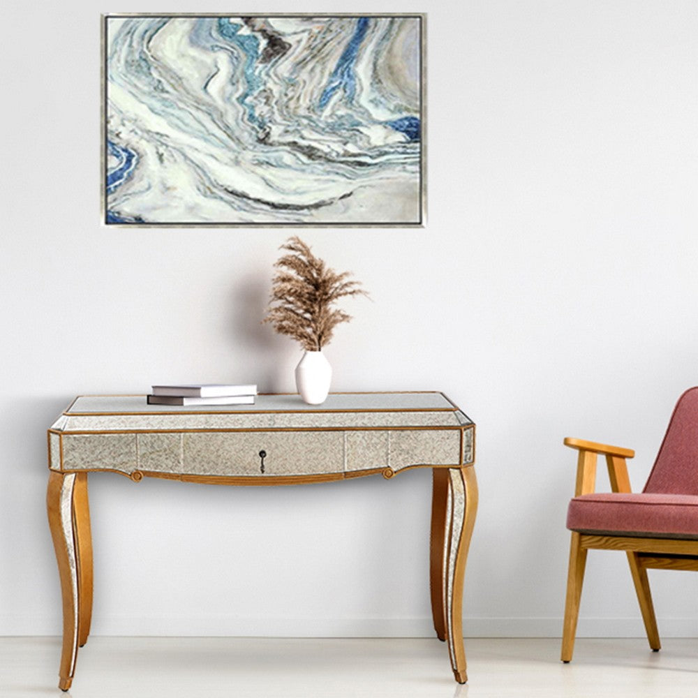 HomeRoots Antiqued Wooden Console Table in Gold Finish
