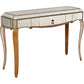 HomeRoots Antiqued Wooden Console Table in Gold Finish
