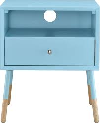 HomeRoots Arctic Blue End Table with Natural Wood Dipped Legs