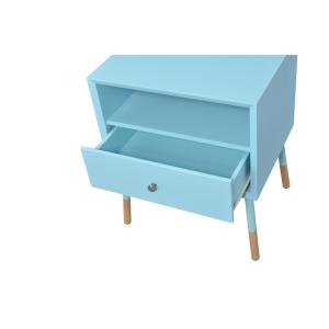 HomeRoots Arctic Blue End Table with Natural Wood Dipped Legs