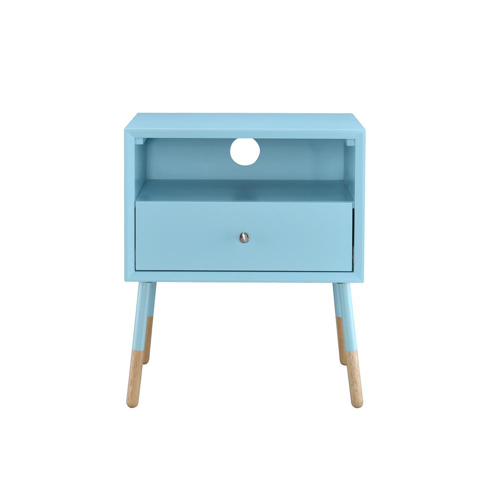 HomeRoots Arctic Blue End Table with Natural Wood Dipped Legs